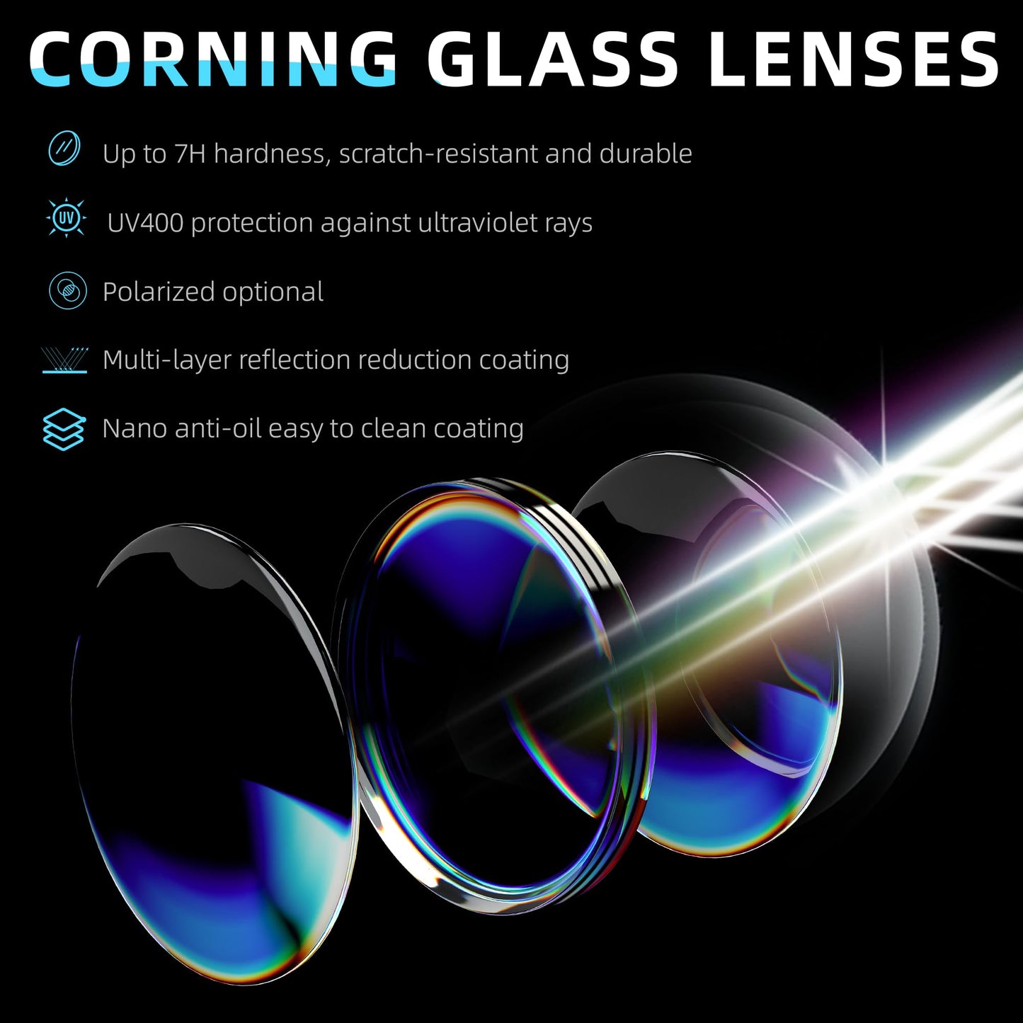 B.N.U.S Upgrade Your Style with High Definition Polarized Sunglasses – Corning Glass Lenses for Unisex Fashion