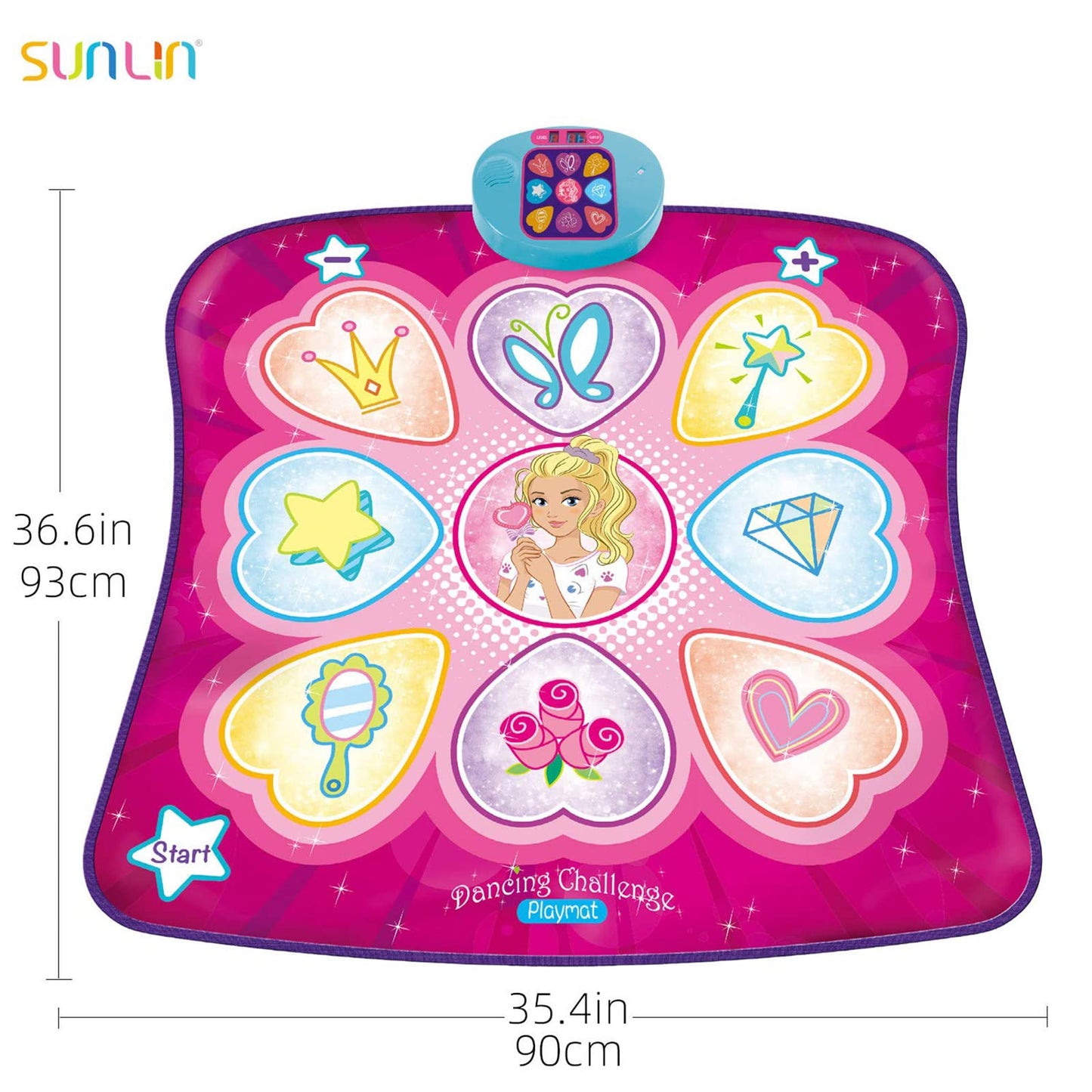 SUNLIN Dance Mat - Dance Mixer Rhythm Step Play Mat - Dance Game Toy Gift for Kids Girls Boys - Dance Pad with LED Lights, Adjustable Volume, Built-in Music, 3 Challenge Levels (3-12 Years Old)