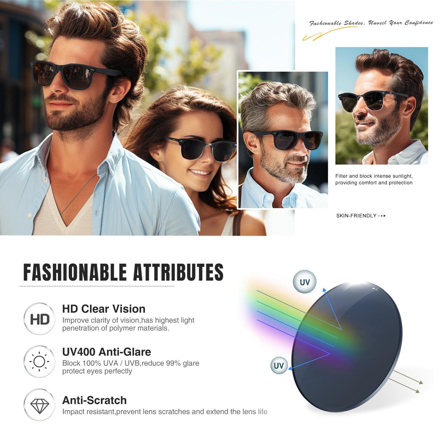 Reglaaly Sunglasses Men and Womens, Polarized Sunglasses for men with UV Blocking Semi-Rimless Frame for Driving & Hiking