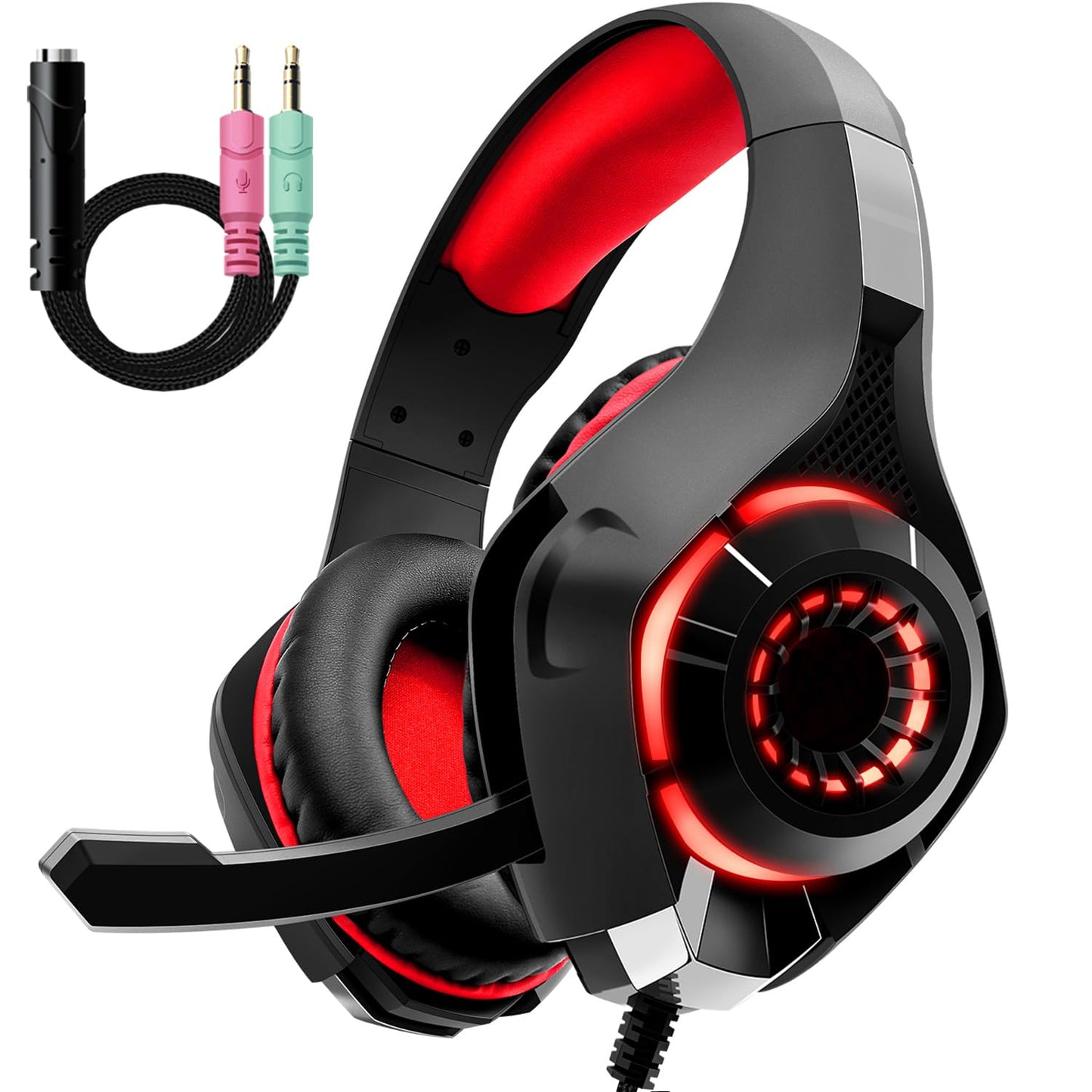 Gaming Headset for Ps5 PC, Gaming Headphone with 3D Surround Sound for Ps4, 4 Modes RGB