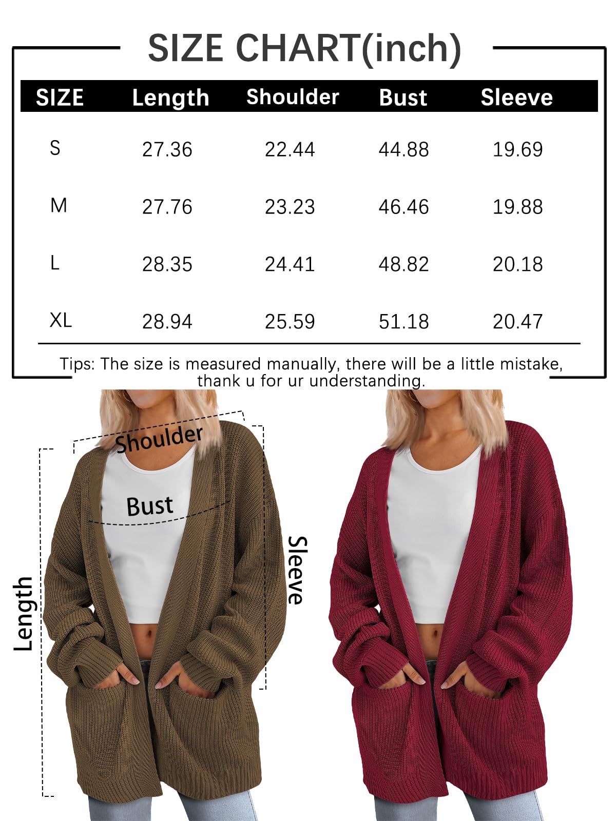 LILLUSORY Womens Cardigan Sweater Fall Fashion Outfits Clothes 2024 Teacher Long Oversized Winter Chunky Knit Winter Clothing