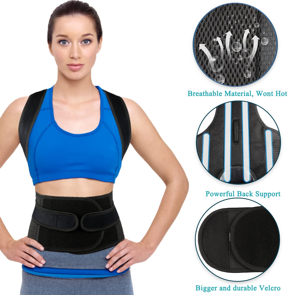 Back Brace Posture Corrector for Women and Men - Relief for Waist, Back and Shoulder Pain - Adjustable and Breathable Posture Back Brace - Improve Back Posture and Provide Lumbar Support M(29"-33")