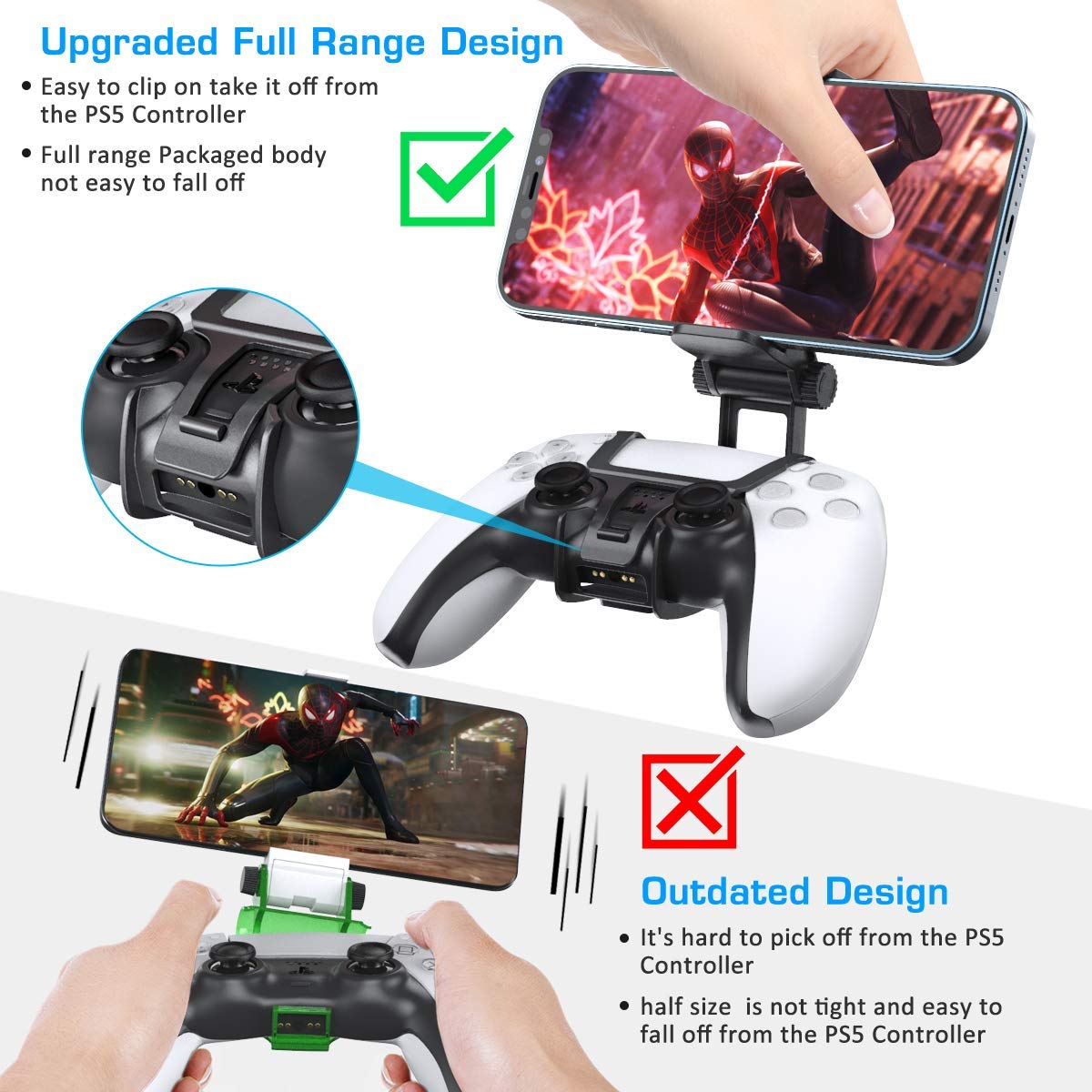 OIVO PS5 Controller Phone Mount Clip, Mobile Gaming Clip Cell Phone Stand Holder Replacement for PlayStation 5 Dualsense Controller Remote Play