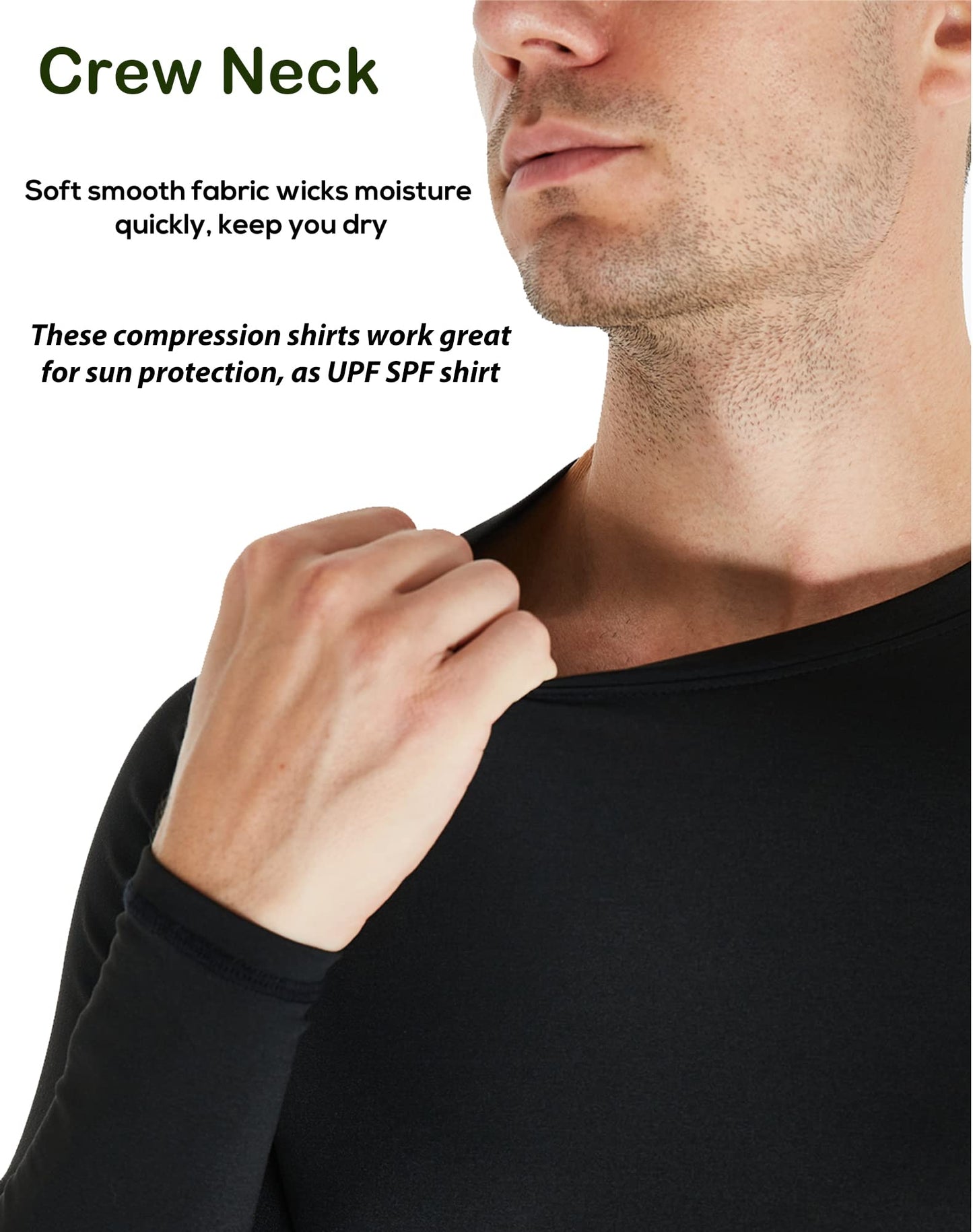 4 Pack Men's Compression Shirts Long Sleeve UPF SPF Rash Guard Workout Base Layer Undershirt Gear S