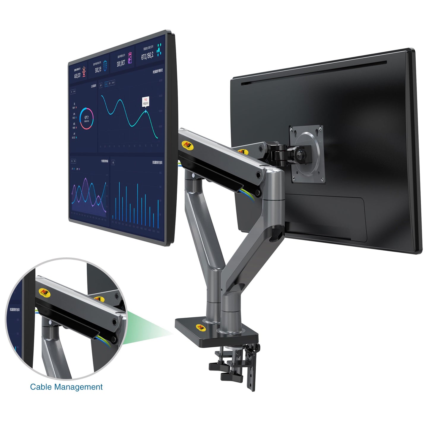 NB North Bayou Dual Monitor Arm Ultra Wide Full Motion Swivel Monitor Mount for 22''-32'' Monitors Load Capacity from 4.4 to 26.4lbs for Each Arm Height Adjustable Monitor Stand G35