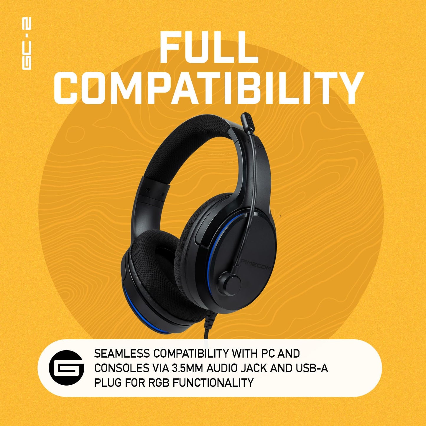 GameCom GC-2 PC Gaming Headset with RGB – Advanced 40mm Drivers – Premium Metal Frame – Customizable RGB Lighting – 3.5mm Headphone Jack – Also for PS4, PS5, Xbox, Nintendo Switch