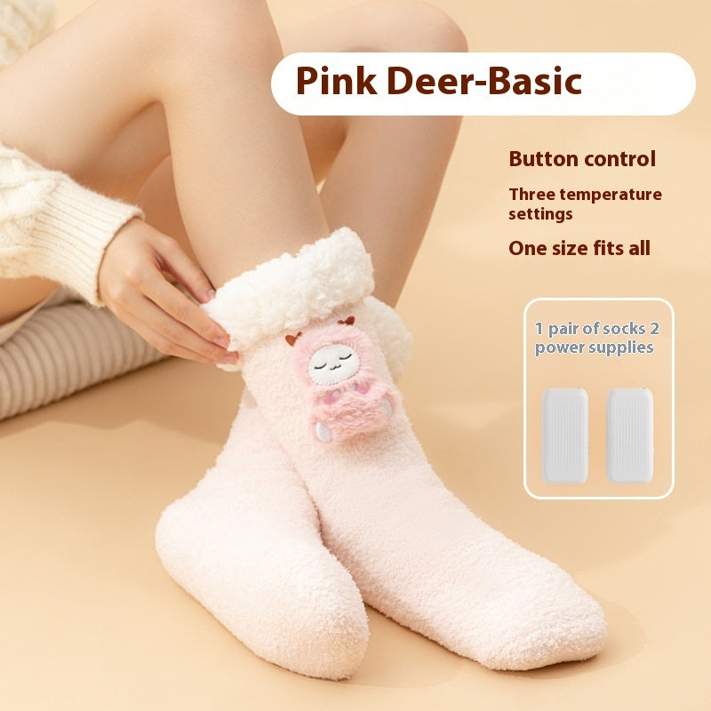 Thickened Fleece Warm Feet Electric Heating Socks