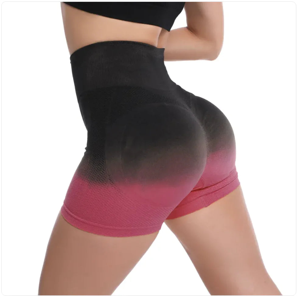 Peach High-Waist Gradient Yoga Shorts