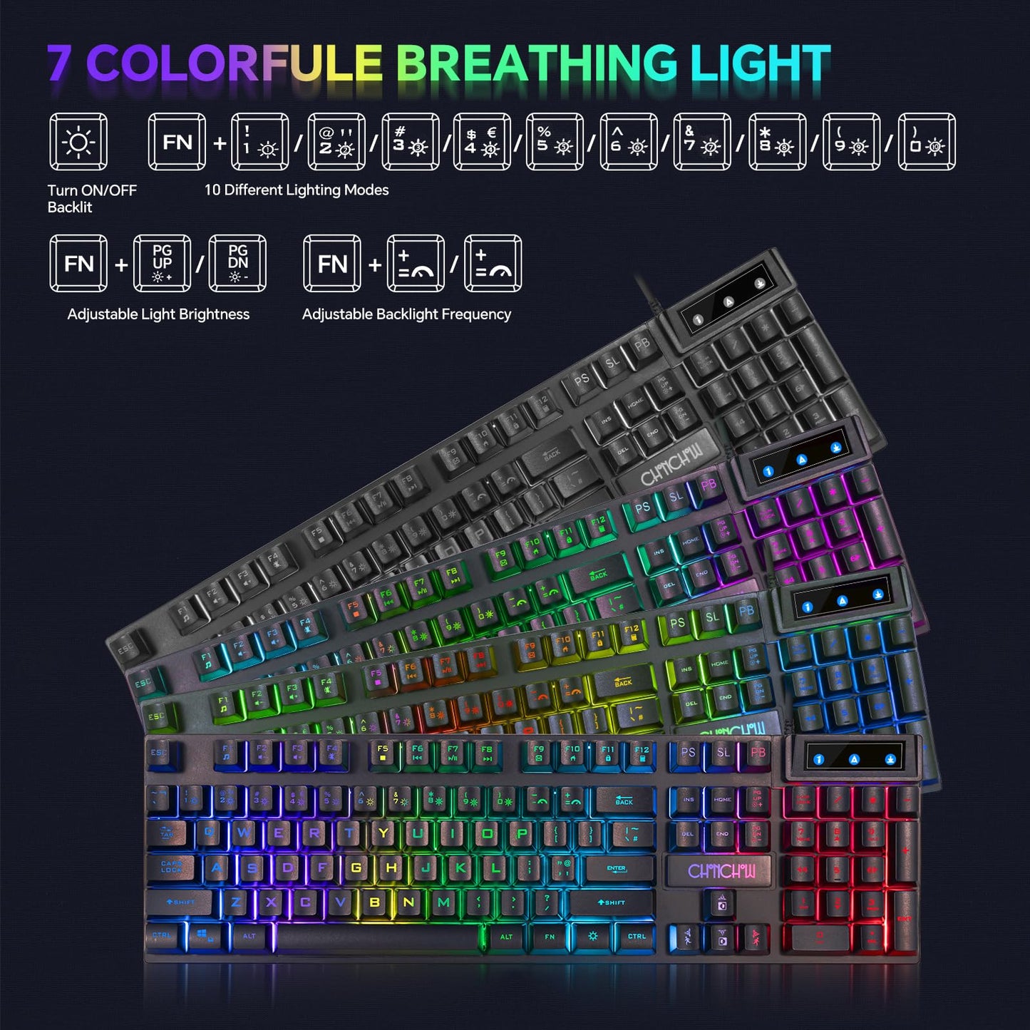 Gaming Keyboard Mouse Mousepad and Headset with mic Combo All in One USB Wired RGB Backlit Rainbow Side Button Gamer Bundle Set Compatible with PC Windows Xbox one PS4 PS5(Black)