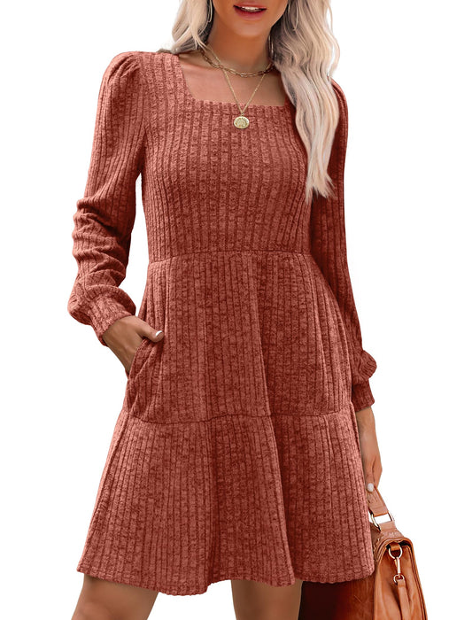 Sweater Dress for Women Long Sleeve Aline Bridal Shower Fall Clothes 2024 Trendy XL Caramel