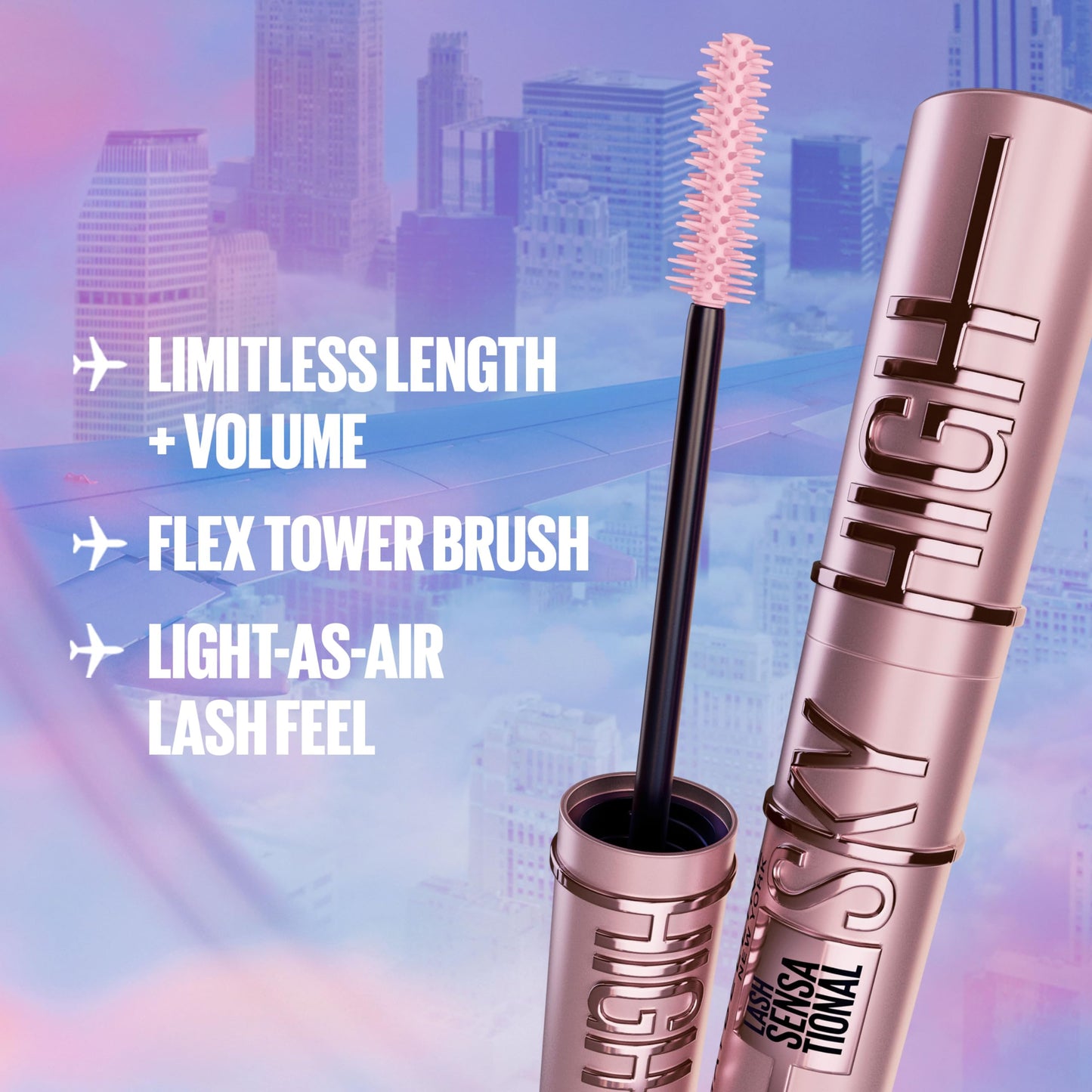 Maybelline Lash Sensational Sky High Washable Mascara Makeup, Volumizing, Lengthening, Defining, Curling, Multiplying, Buildable Formula, Very Black, 1 Count