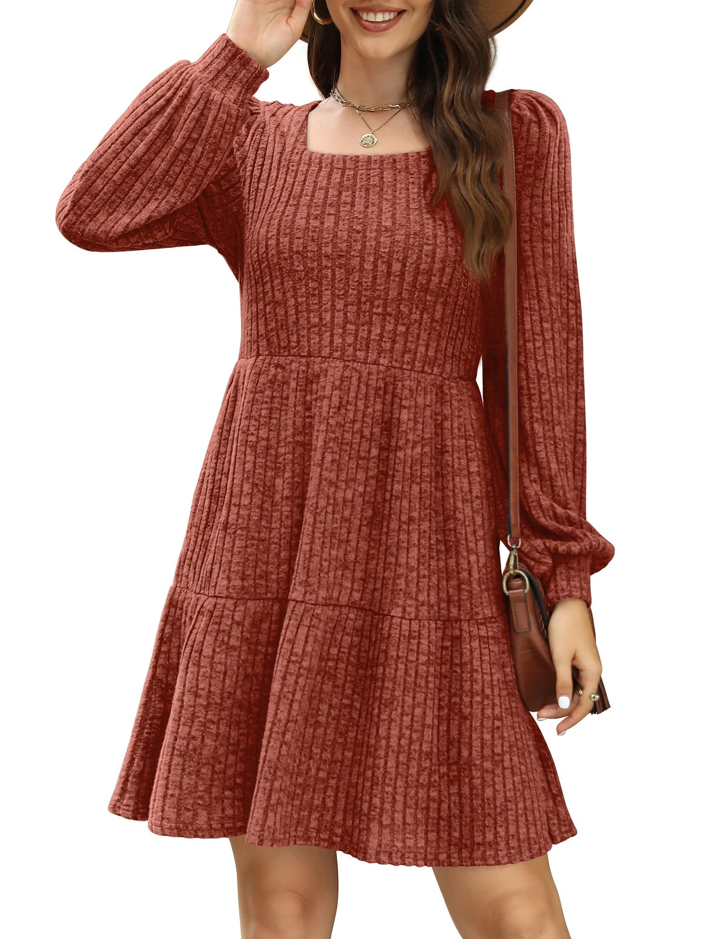 Sweater Dress for Women Long Sleeve Aline Bridal Shower Fall Clothes 2024 Trendy XL Caramel