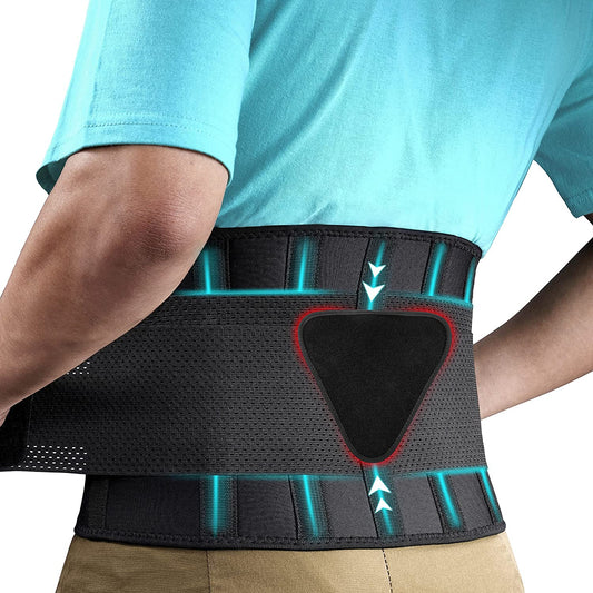 FEATOL Back Brace Support Belt-Lumbar Support Back Brace for Back Pain, Sciatica, Scoliosis, Herniated Disc Adjustable Support Straps-Lower Back Brace with Removable Lumbar Pad for Men & Women