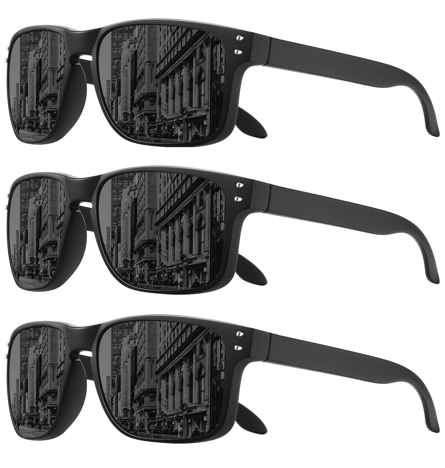 MEETSUN Polarized Sunglasses for Men Women Sports Driving Fishing Glasses UV400 Protection 3Pack-Black