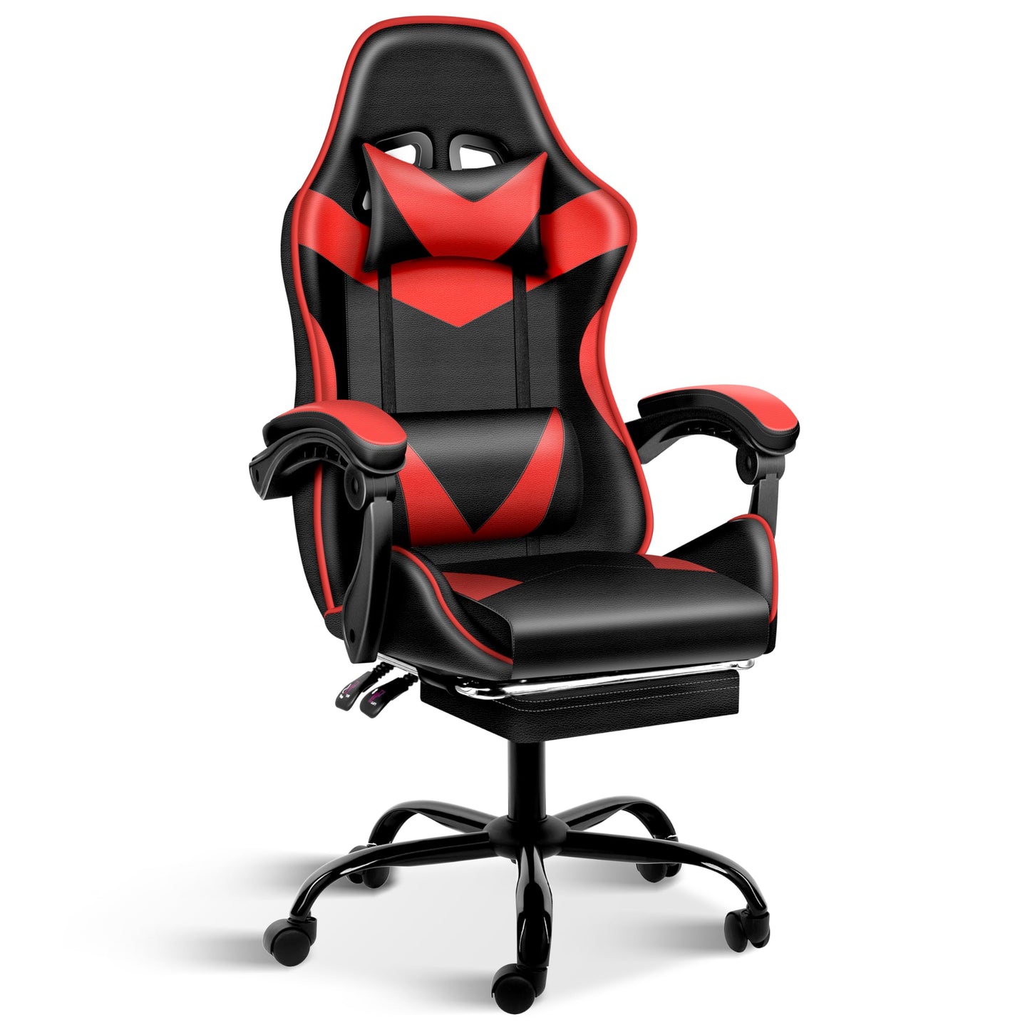 YSSOA Gaming Chair, Computer Chair with Footrest, Height Adjustable & 90°-135° Tilt Function, Swivel Recliner Ergonomic Racing Style Video Game Chair with Lumbar Support (Red)