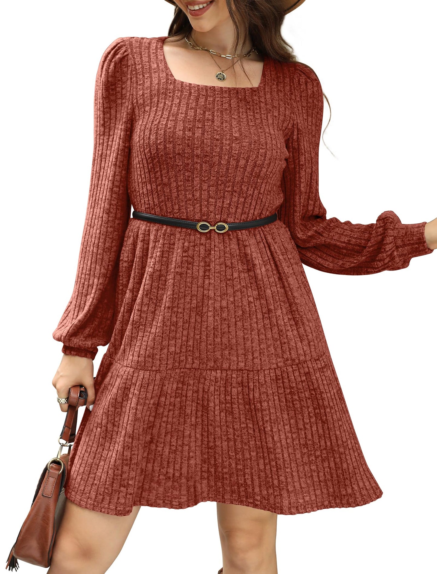 Sweater Dress for Women Long Sleeve Aline Bridal Shower Fall Clothes 2024 Trendy XL Caramel