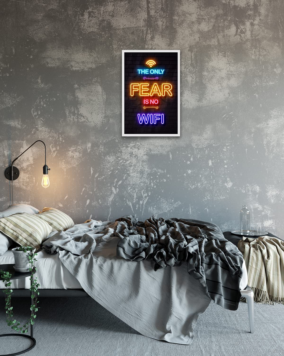 Gaming Posters for Teen Boys Room - Boys Wall Art Gamer Decor for Bedroom - Video Game Black Light Posters - Gaming Accessories for Room - Gamer Gifts - 12x18in Unframed - The Only Fear Is No Wifi