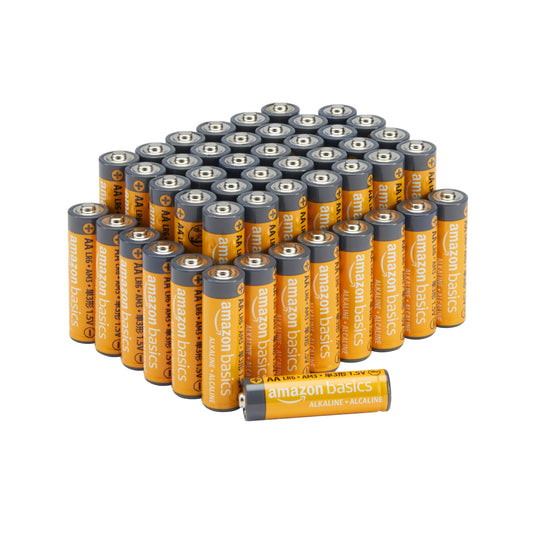 Amazon Basics 48 Pack AA High-Performance Alkaline Batteries, 10-Year Shelf Life, Easy to Open Value Pack