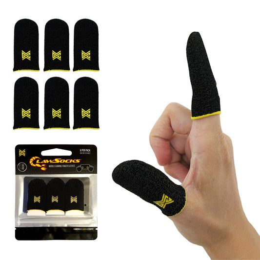 MGC ClawSocks 6 Pack Carbon, Gamer Finger & Thumb Sleeves, Mobile Gaming Stabilizer & Compression Support