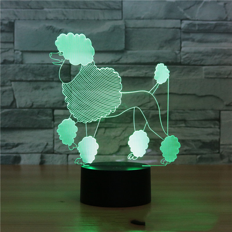 Poodle 3D Night Light Gift Touch Seven-color Energy-saving LED Illusion Light