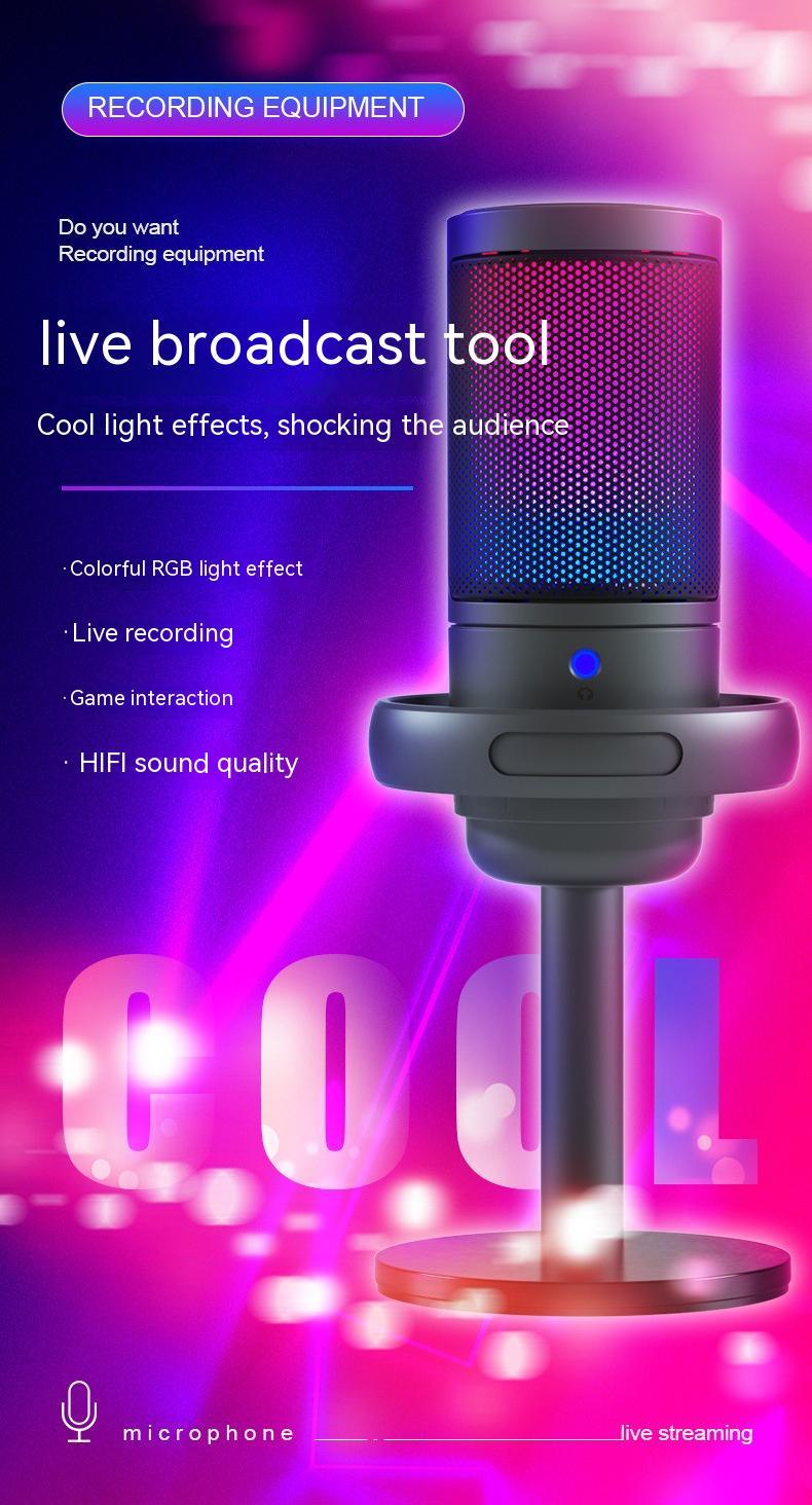 Condenser Microphone RGB Colorful Live Broadcast Wired Microphone