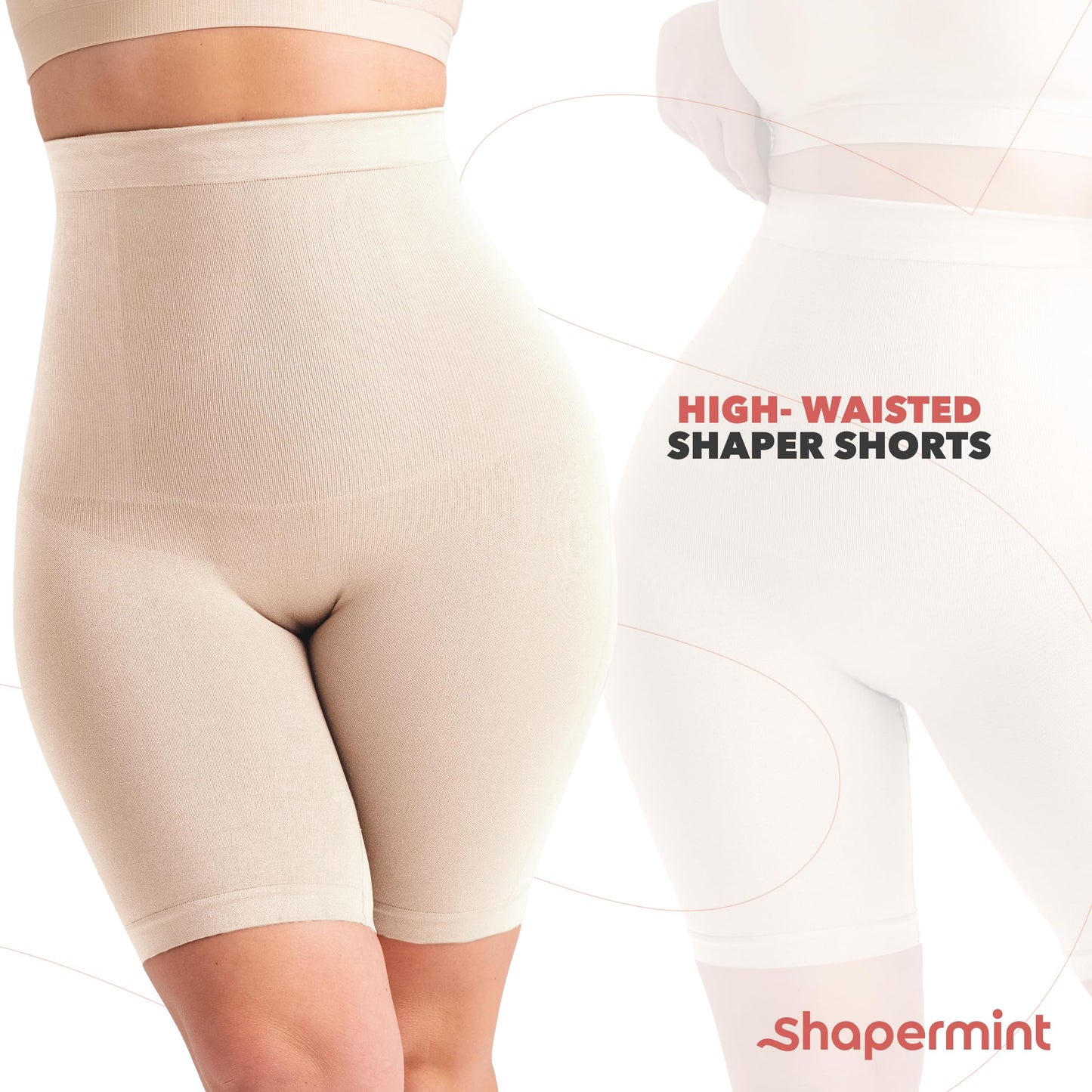 SHAPERMINT High Waisted Body Shaper Shorts - Shapewear for Women Tummy Control Small to Plus-Size, Nude Small