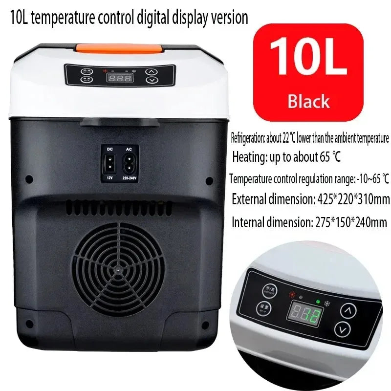 10L Car Refrigerator Mini Fridge Vehicle And Home Use Dormitory Truck Cold And Hot Dual-Use Temperature Control Digital Display