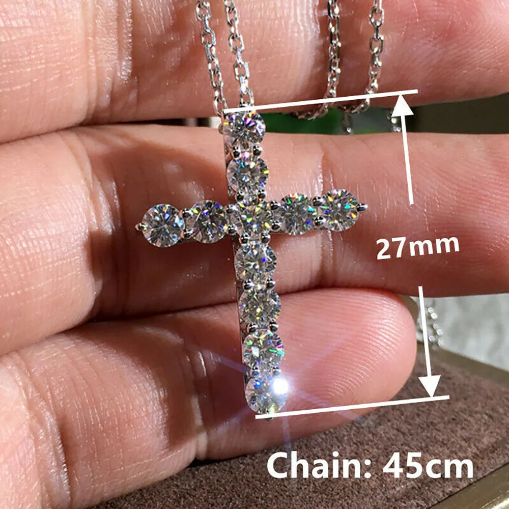 Simple Love Cross Pendant Choker Necklace Charm Rhinestone Couples Jewelry Women's Neck Chain Christmas Gift Lady Necklace