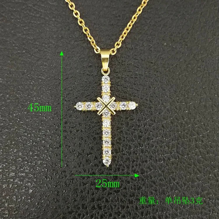 Fashion Female Cross Pendants dropshipping Gold Black Color Stainless Steel Jesus Cross Pendant Necklace Jewelry For Men/Women