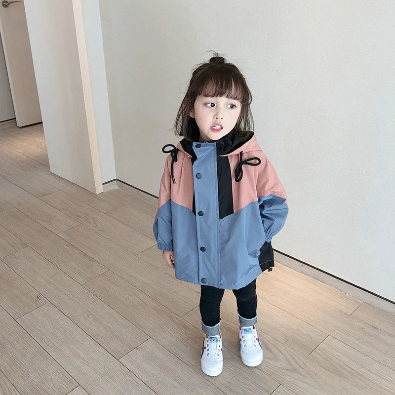 New Hooded Jackets Girls Coats Windbreaker 2022 Fashion Spring Autumn Zipper Top Outerwear Kids Children Clothing