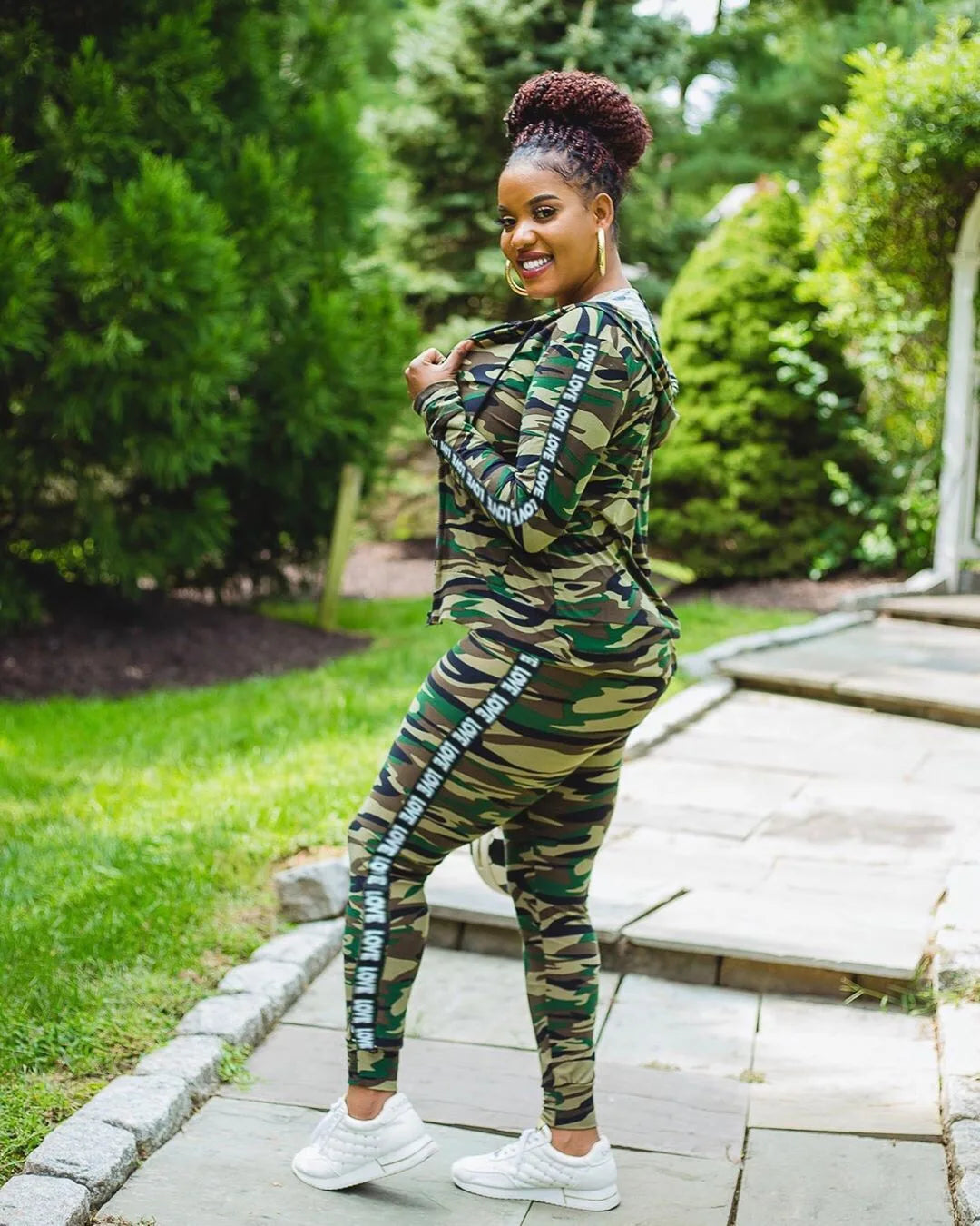 Camouflage Tracksuit Women's Sets Zipper Hooded Jacket Tops With Tank And Skinny Pants Suit Fashion Autumn Sportswear lounge Set