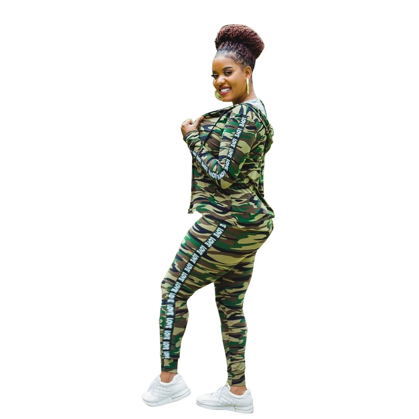 Camouflage Tracksuit Women's Sets Zipper Hooded Jacket Tops With Tank And Skinny Pants Suit Fashion Autumn Sportswear lounge Set