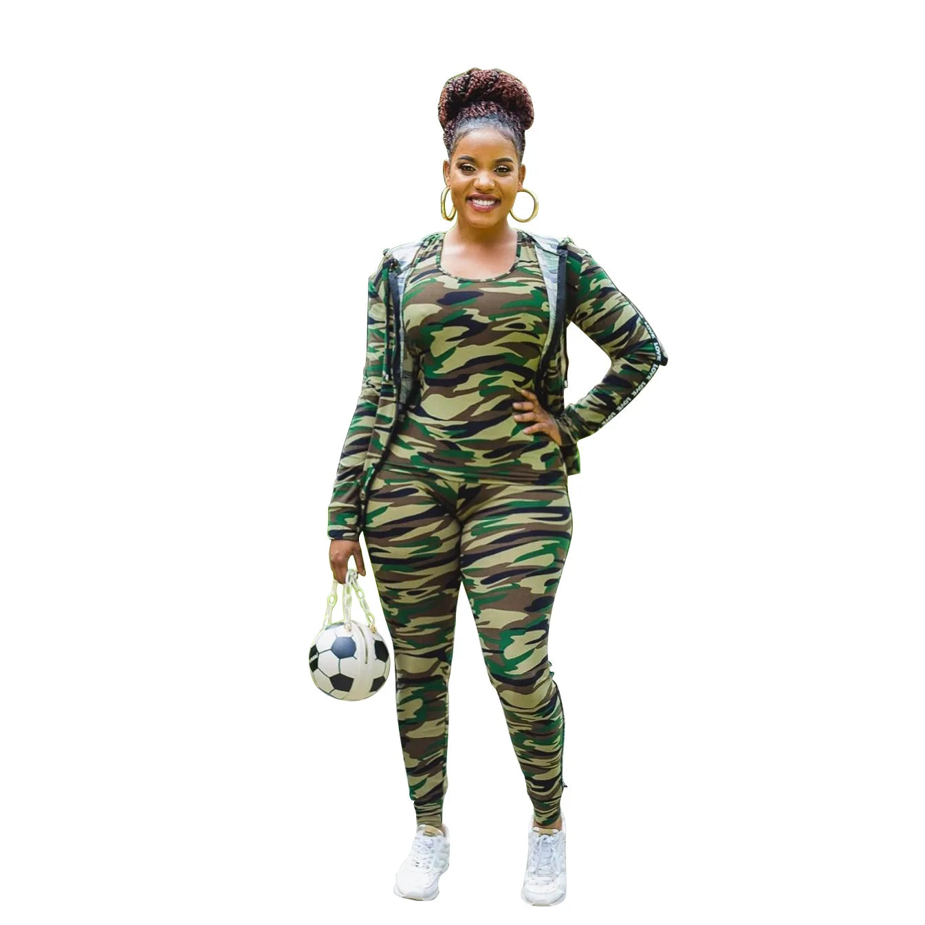 Camouflage Tracksuit Women's Sets Zipper Hooded Jacket Tops With Tank And Skinny Pants Suit Fashion Autumn Sportswear lounge Set