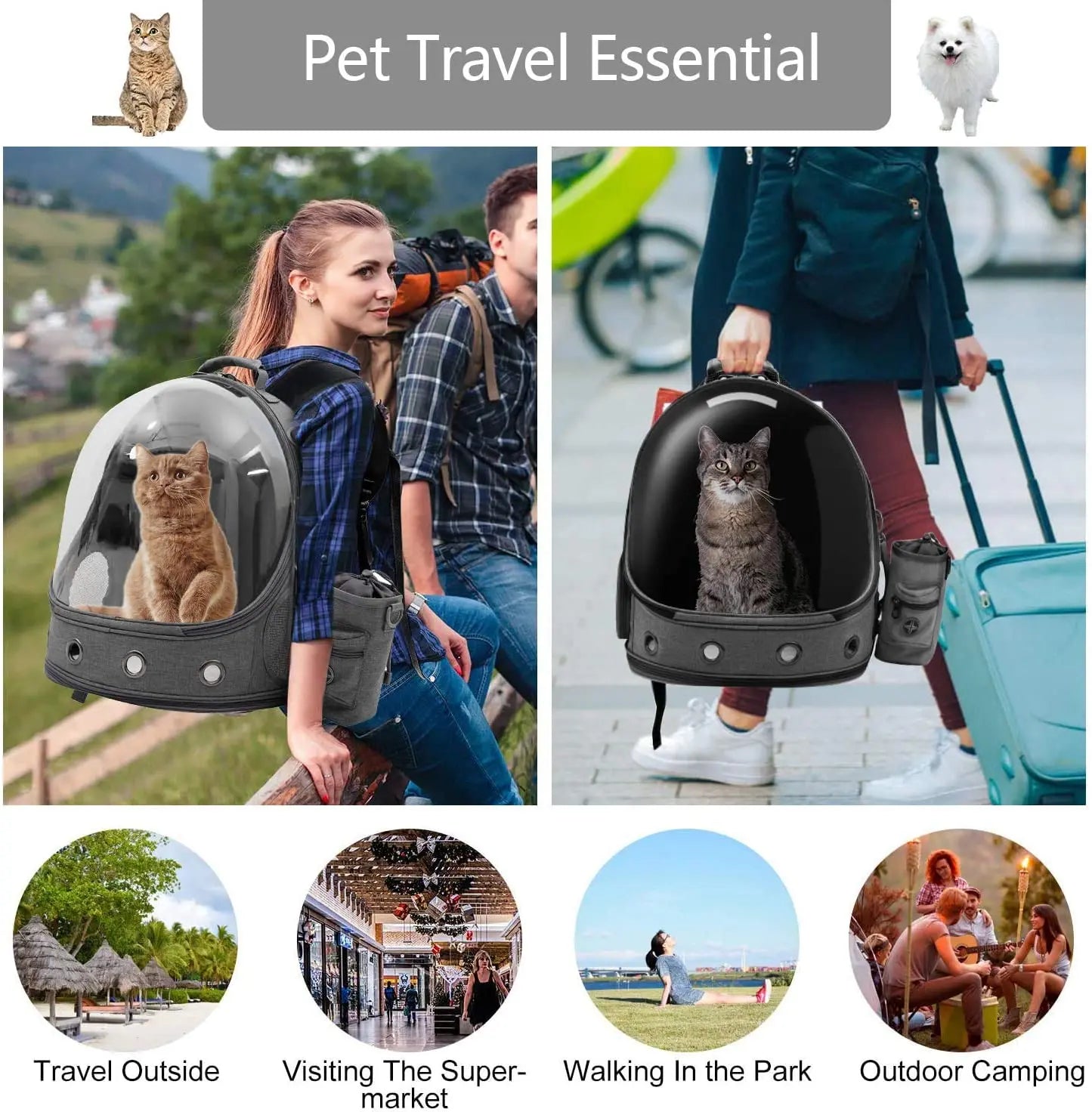 Pet Carriers Backpacks Bubble Bag Premium Space Capsule Cat Dog Carrier Backpack Travel Bag Kitten Doggy Back Pack for Outdoor