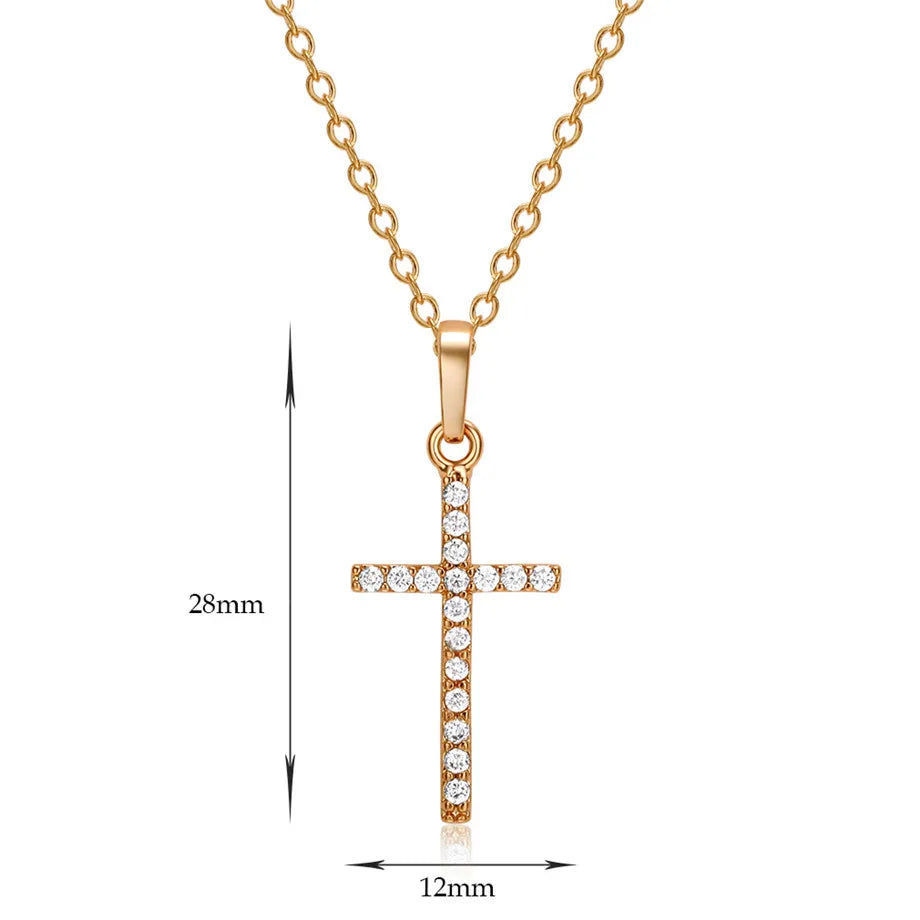 Fashion Female Cross Pendants dropshipping Gold Black Color Stainless Steel Jesus Cross Pendant Necklace Jewelry For Men/Women