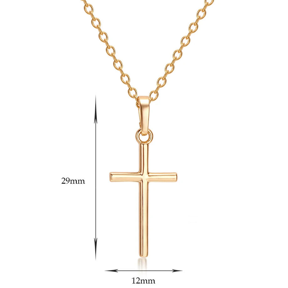 Fashion Female Cross Pendants dropshipping Gold Black Color Stainless Steel Jesus Cross Pendant Necklace Jewelry For Men/Women