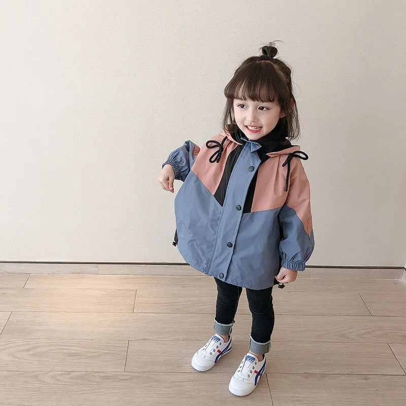 New Hooded Jackets Girls Coats Windbreaker 2022 Fashion Spring Autumn Zipper Top Outerwear Kids Children Clothing