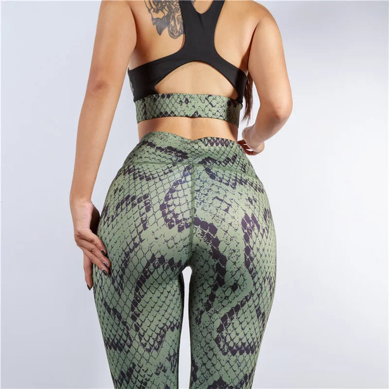 Meqeisss 2021 new Women sportswear fitness snake pattern 2 pieces set stracksuit print casual sleeveless gym clothing slim thin