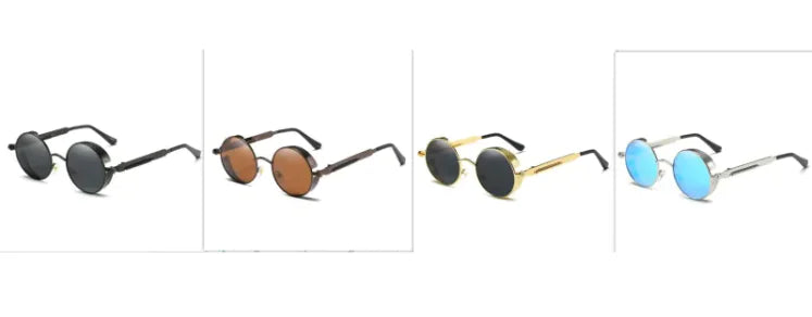 Retro Steampunk Round Sunglasses – Vintage Metal Designer Shades