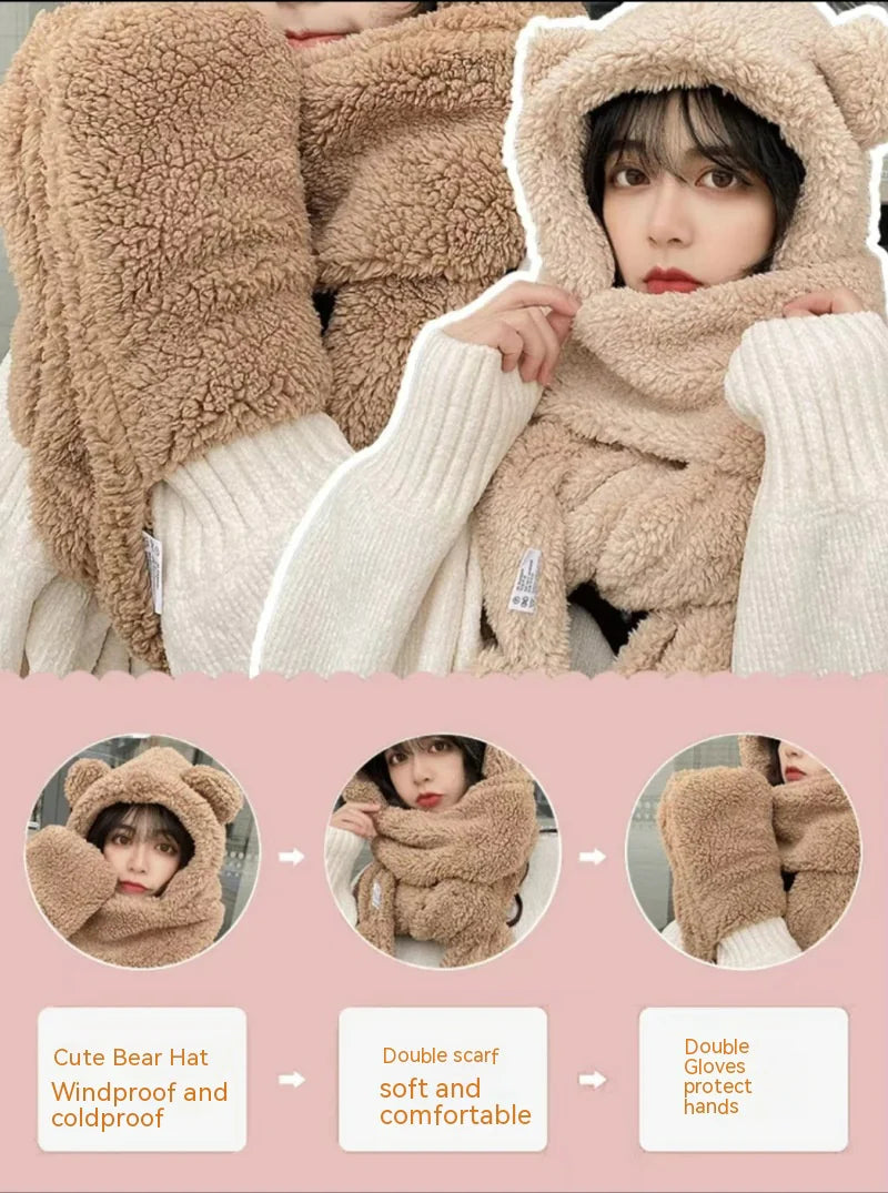 Bear 3PC (Ears, Scarf, Gloves) Set for Winters