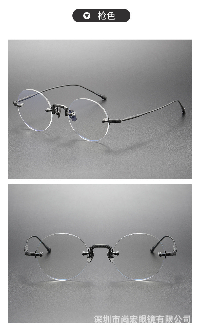 2025 Luxury Brand Designer Men's Round Rimless Titanium Glasses Women Frameless Ultralight Optical Prescription Lens Eyeglasses