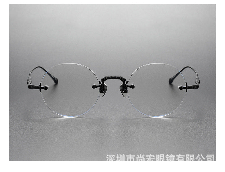 2025 Luxury Brand Designer Men's Round Rimless Titanium Glasses Women Frameless Ultralight Optical Prescription Lens Eyeglasses