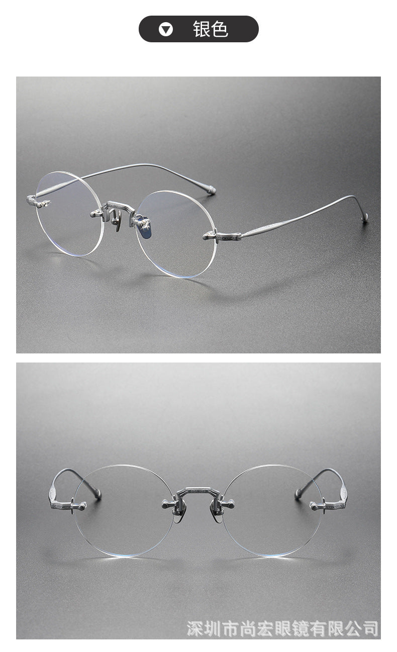 2025 Luxury Brand Designer Men's Round Rimless Titanium Glasses Women Frameless Ultralight Optical Prescription Lens Eyeglasses