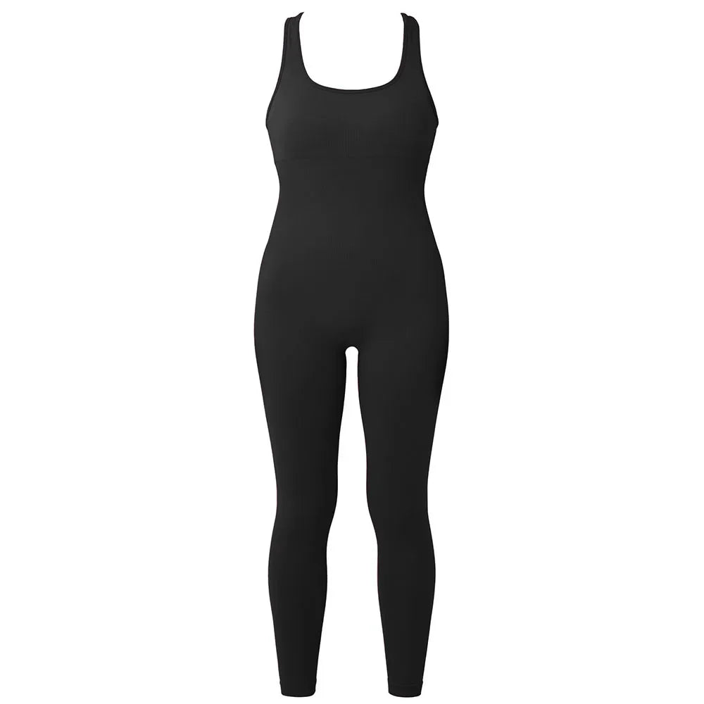 One Piece Outfit Sleeveless Bodysuit Women Sportswear Streetwear Sexy Bodycon Rompers Square Neck Basic Black Women's Clothing