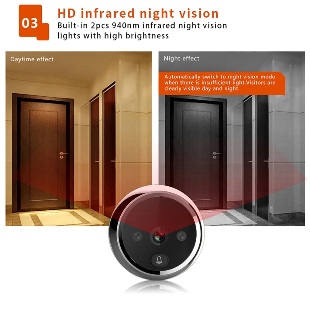 Smart Electronic Door Viewer 2.8" LCD Screen Digital Door Camera Doorbell Visual Peephole Camera Photo Recording for Home Hotel