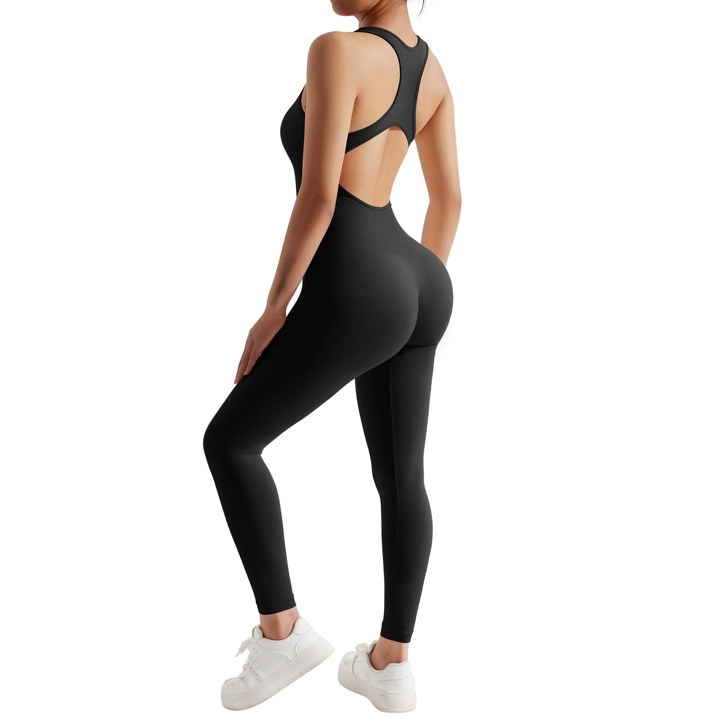 One Piece Outfit Sleeveless Bodysuit Women Sportswear Streetwear Sexy Bodycon Rompers Square Neck Basic Black Women's Clothing