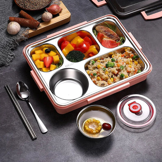 304 Stainless steel Insulation lunch box with Tableware Office Worker Student microwave oven Heating food container lunch box