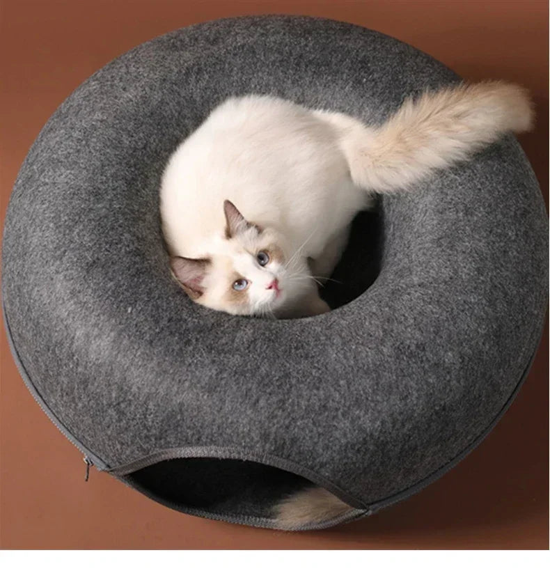 Cat Bed Donut Pet Cat Tunnel Interactive Game Toy Double-Layer Composite Structure Universal Cat Head Cutout Design Pet House