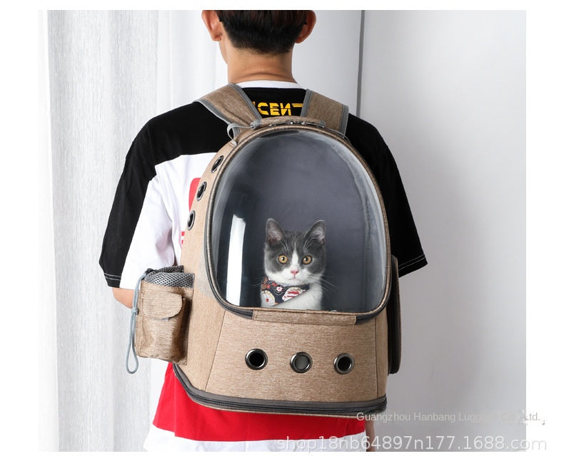 Fashion And Transparent Cat Backpack Large Capacity Cat Transport Bag Vent Design Cat Basket Convenient Folding Pet Trolley