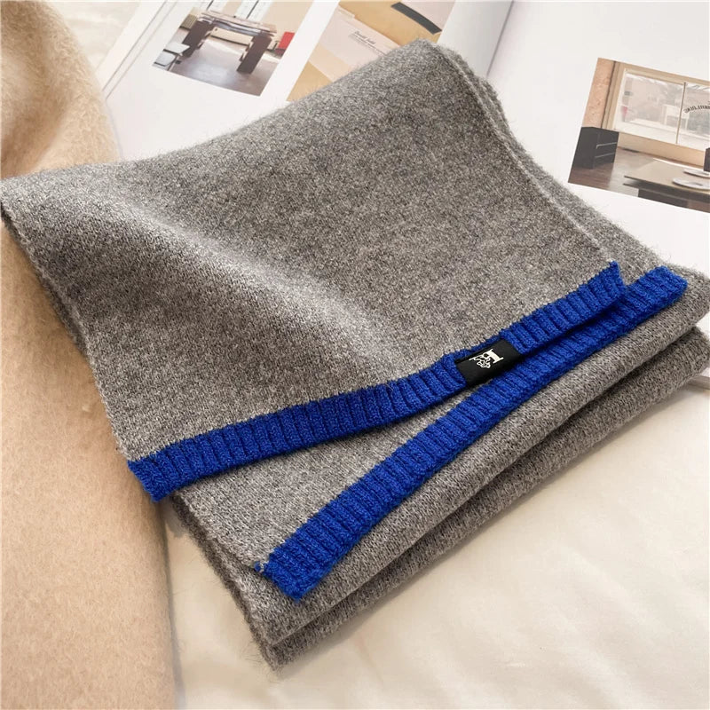 Solid Cashmere Warm Women Scarf Casual Knitted Skinny Korean Style Woolen Yarn Soft Bandana Long Neckerchief Echarpe